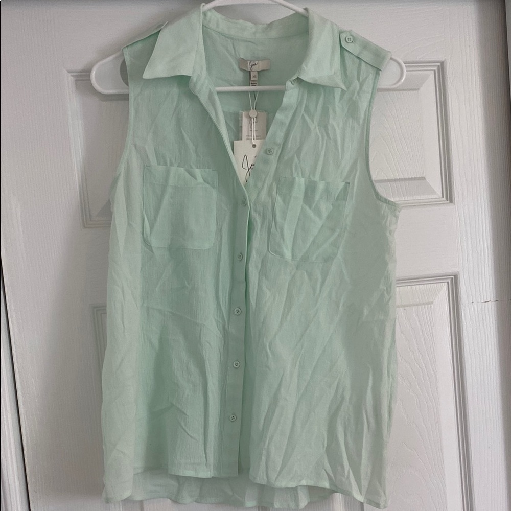 NWT Joie Aqua Button-down Sleeveless Blouse